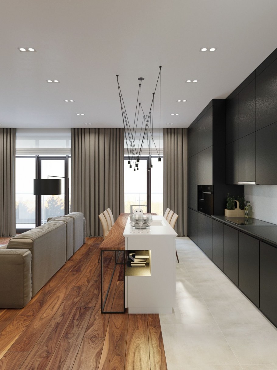 Маленькая кухня-гостиная в стиле Минимализм