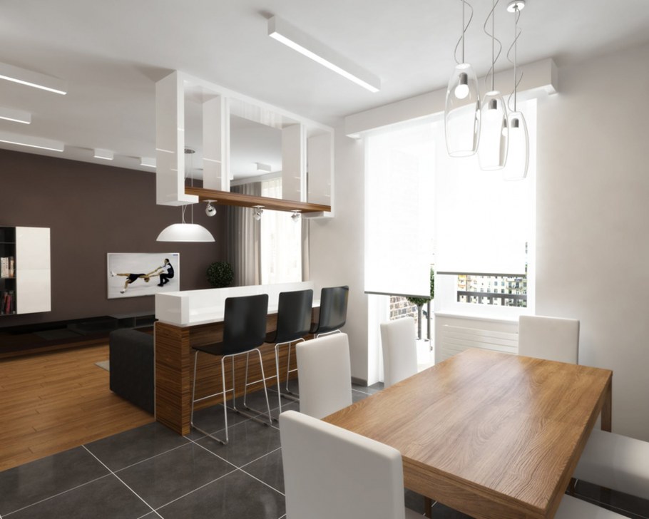 Дизайнерские проекты кухни гостиной