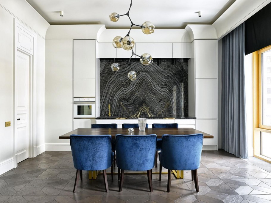 Интерьер вытянутой кухни