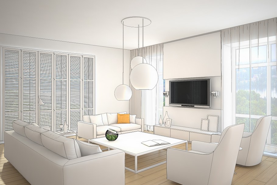 Интерьер гостиной рендер