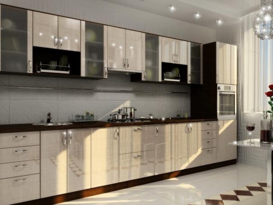 Кухня в оранжево коричневых тонах