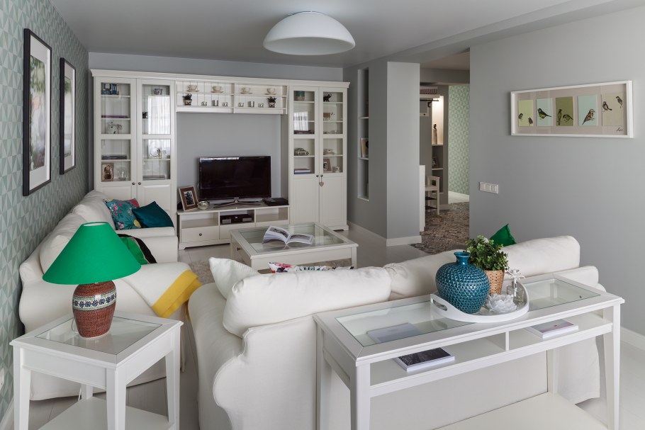 Белая мебель икеа в интерьере гостиной