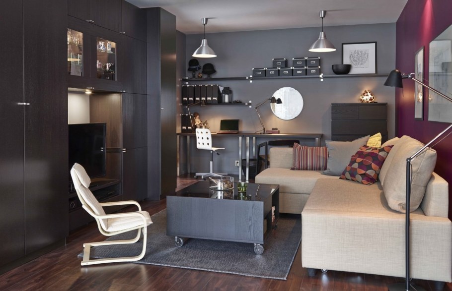 Ikea гостиная с рабочей зоной