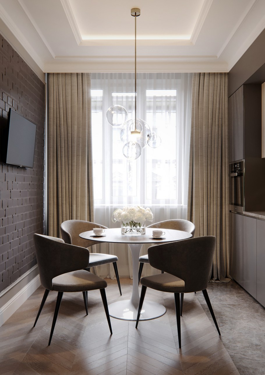 Небольшая гостиная с обеденным столом