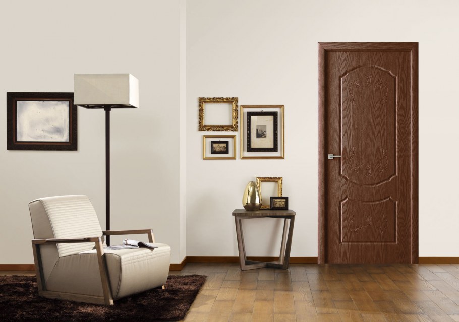 Двери цвета орех в интерьере