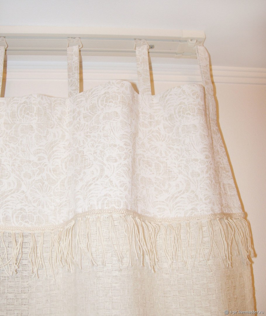 Лен шторы с бахромой