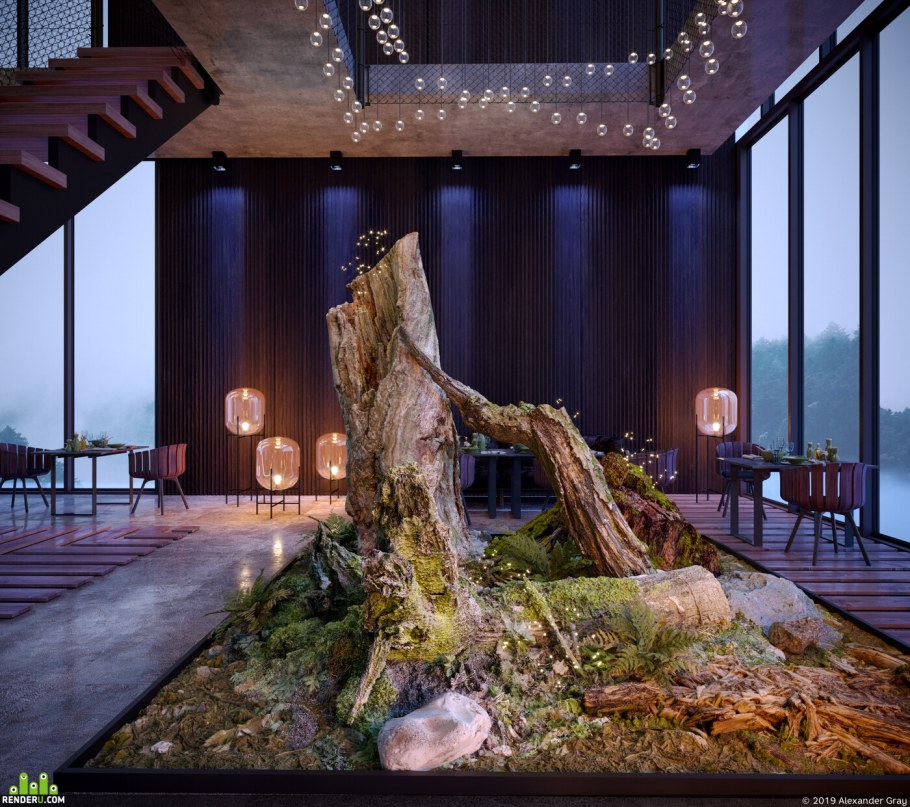 Срез скалы в интерьере