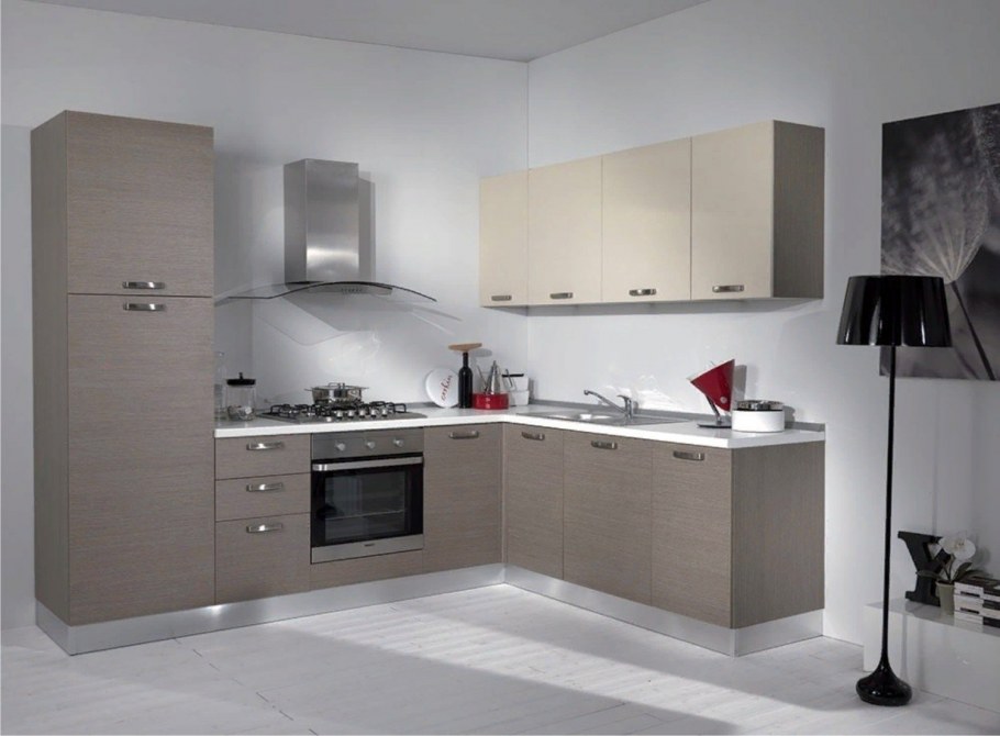 Кухонный гарнитур серо бежевый