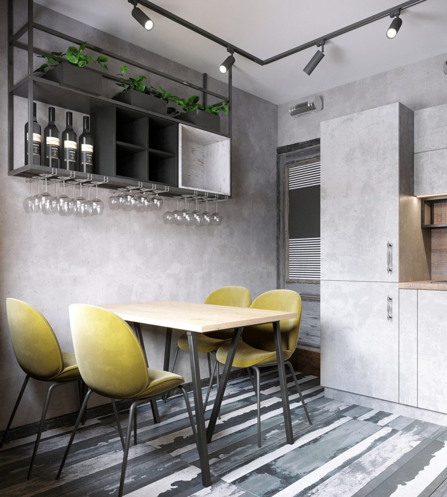 Кухня в стиле лофт под бетон