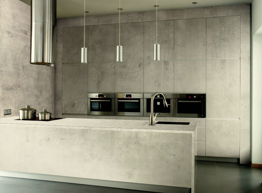 Кухня с отделкой под бетон