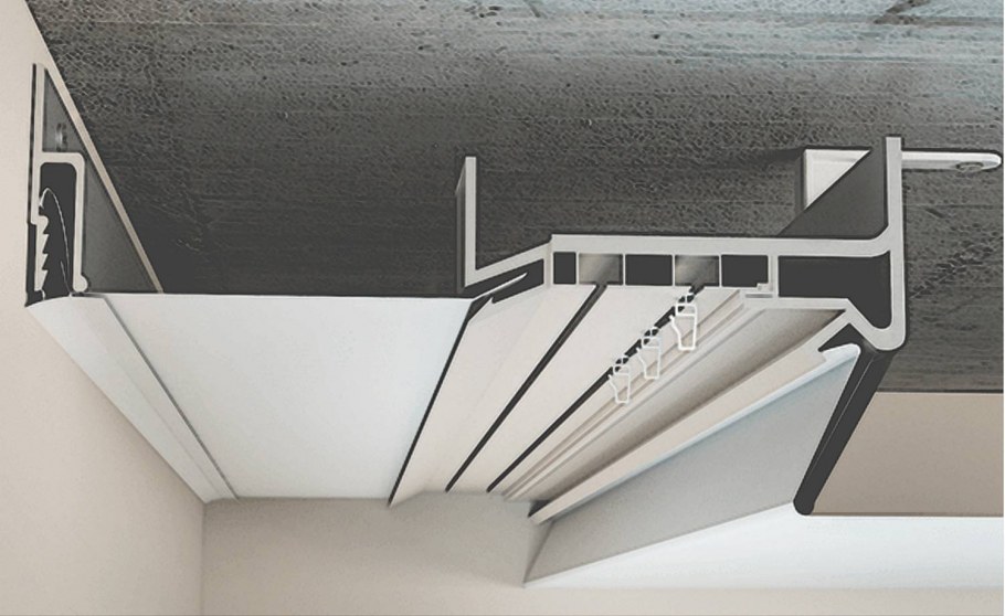 Встраиваемый карниз в натяжных потолках