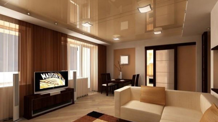 Шоколадный натяжной потолок