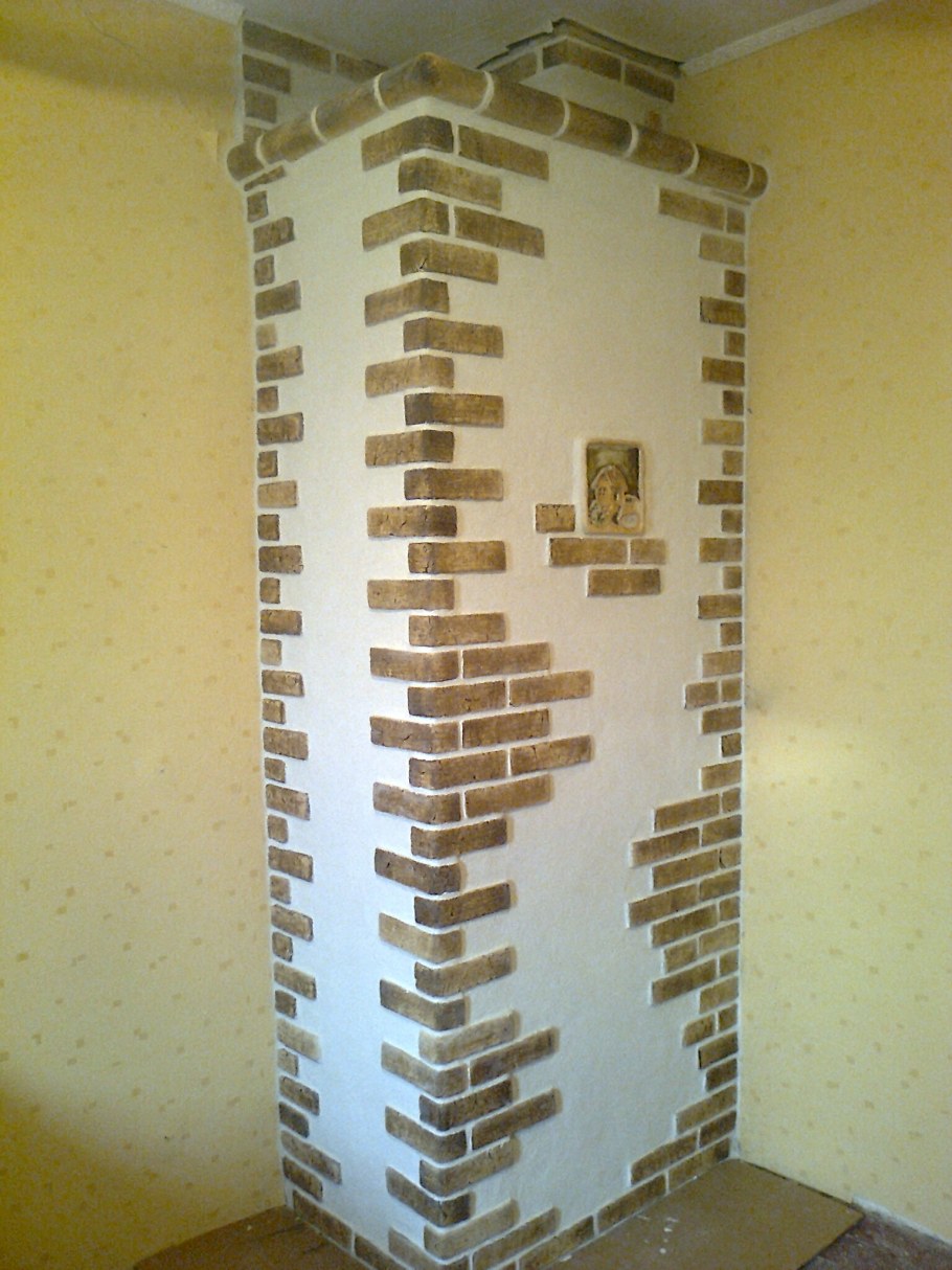 Отделка углов декоративным кирпичом