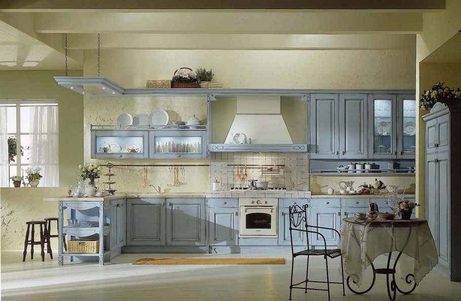 Кухня Кантри Прованс Неоклассика голубая
