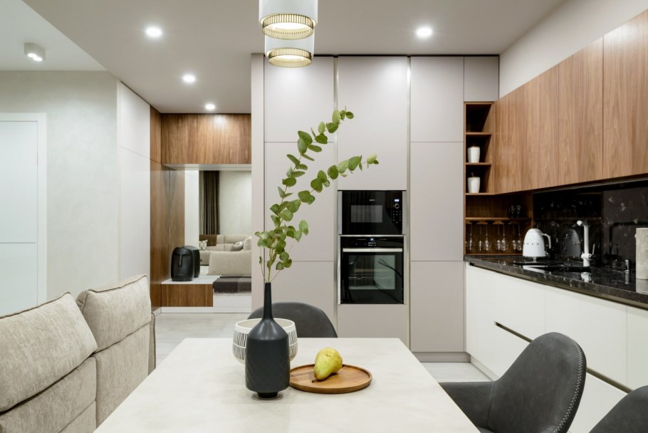 Освещение кухни-гостиной в современном стиле
