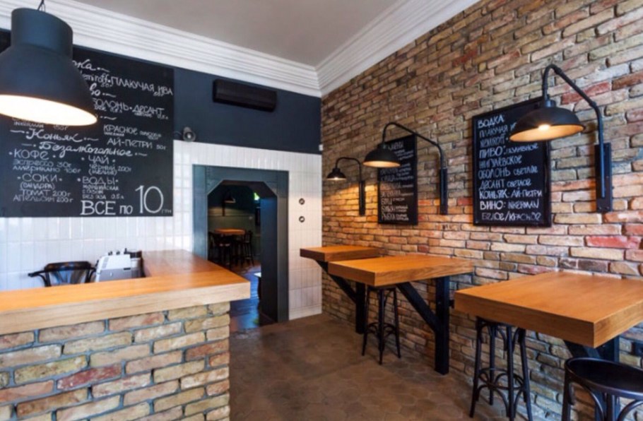 Интерьер кафе кирпич