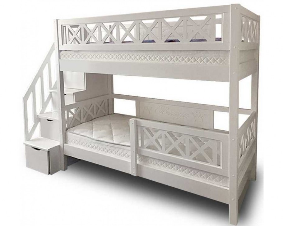 Двухъярусная кровать из массива сосны Прованс-1 (лестница Артек)