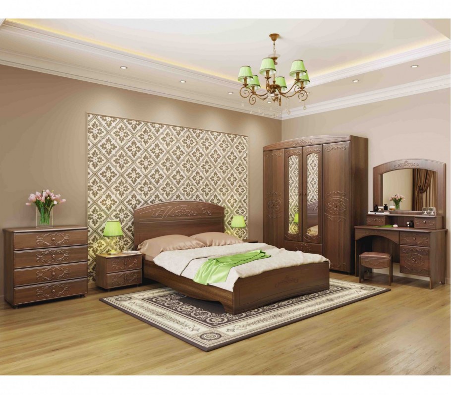 Спальня Фьюжн белый глянец венге линум