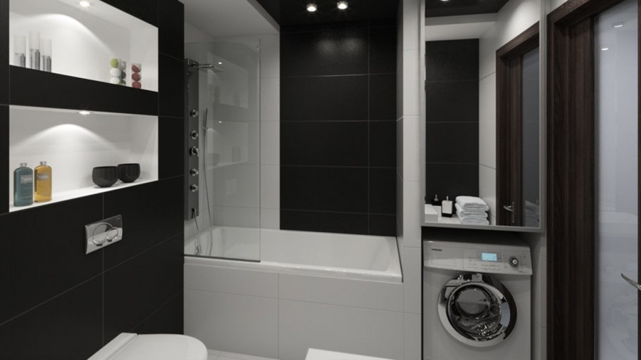 Черно белая ванная 5 м