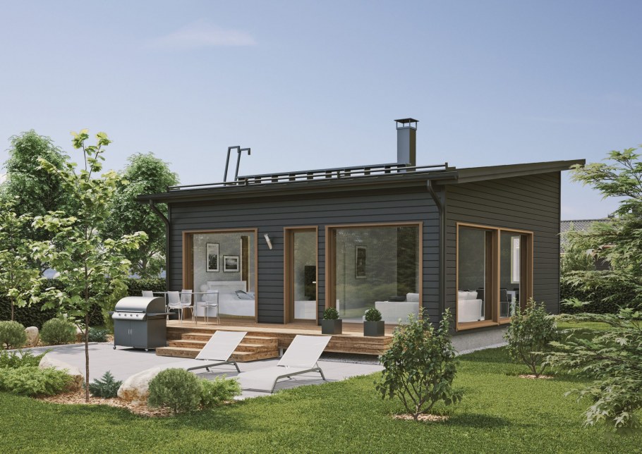 Дом 40 кв метров с односкатной крышей