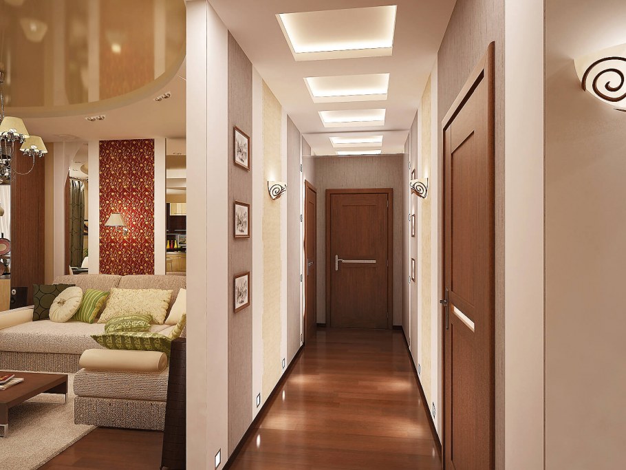 Интерьер длинной прихожей