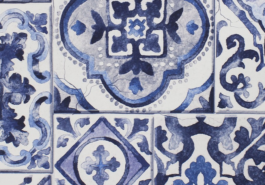 Плитка напольная керамогранит с рисунком под Гжель