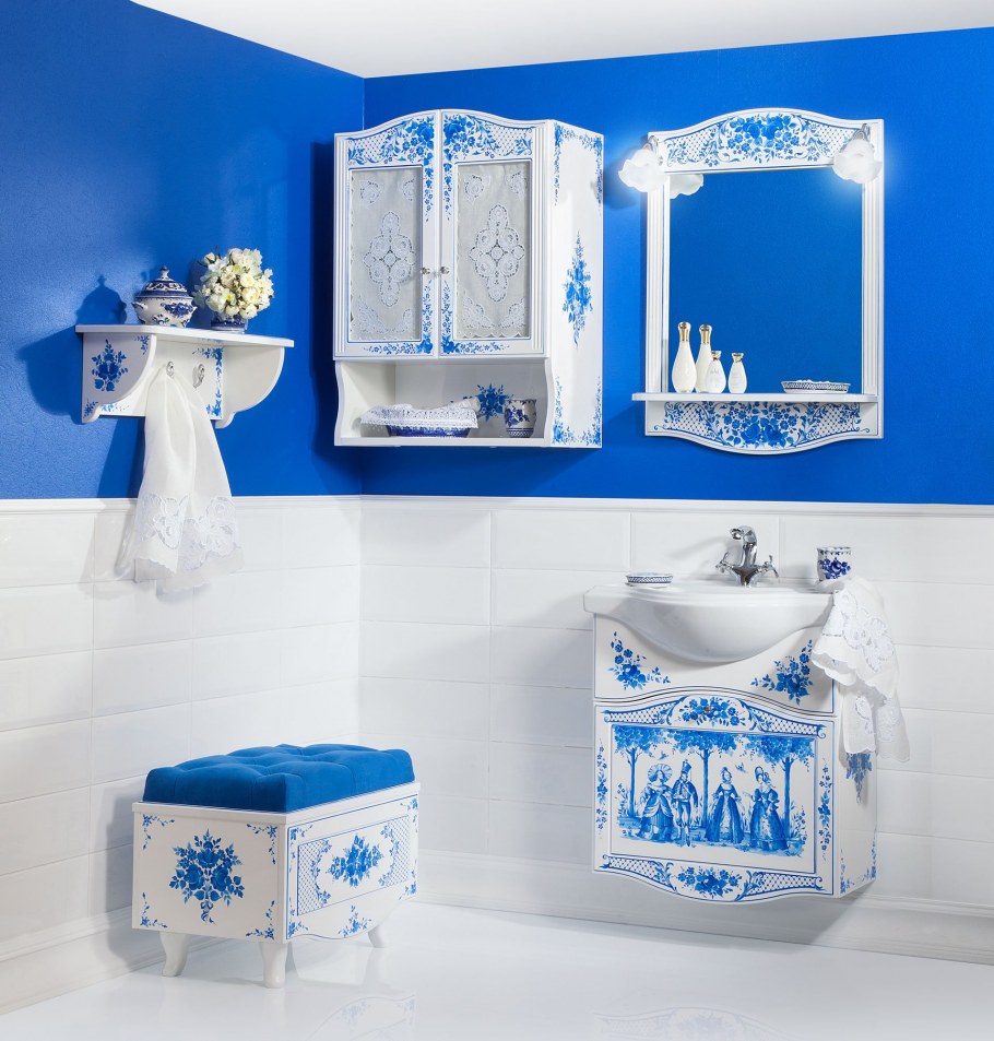 Ванная в стиле Гжель