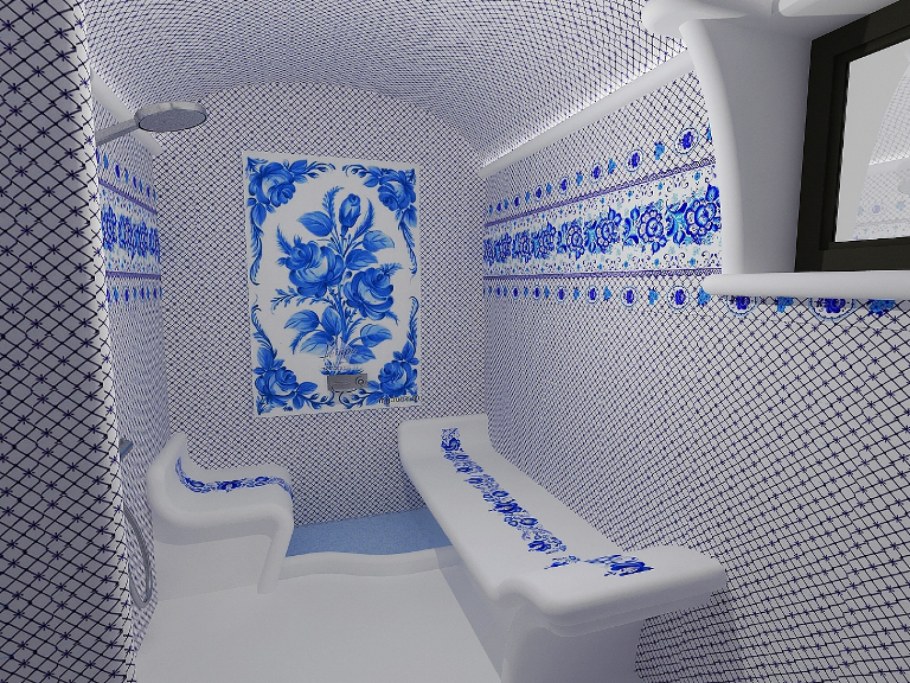 Комната в стиле Гжель