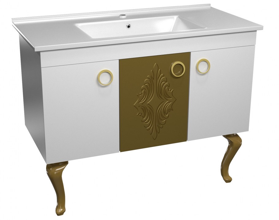 Ванная тумбочка ISVEA Corona Gold&White с раковиной 100 см