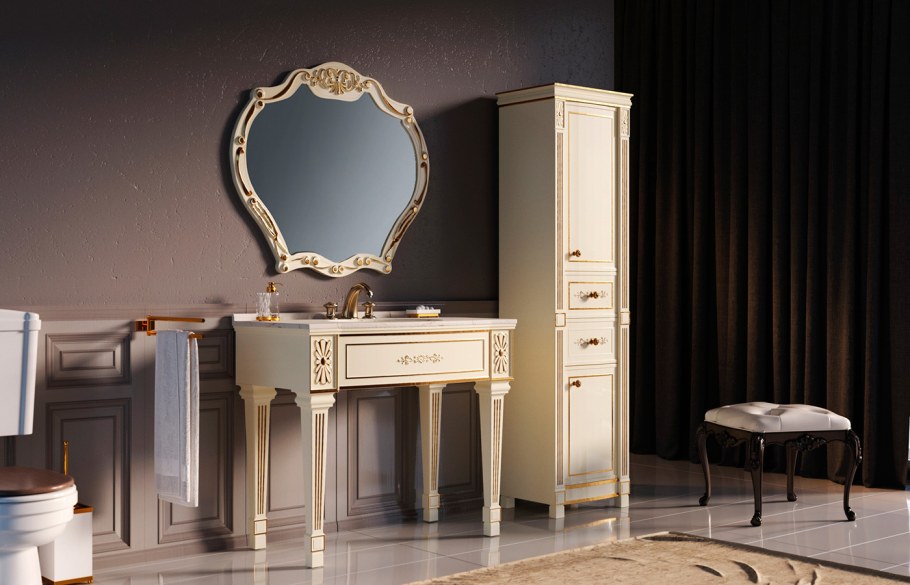 Tiffany - 100 тумба на ножках бел. Сусальное золото