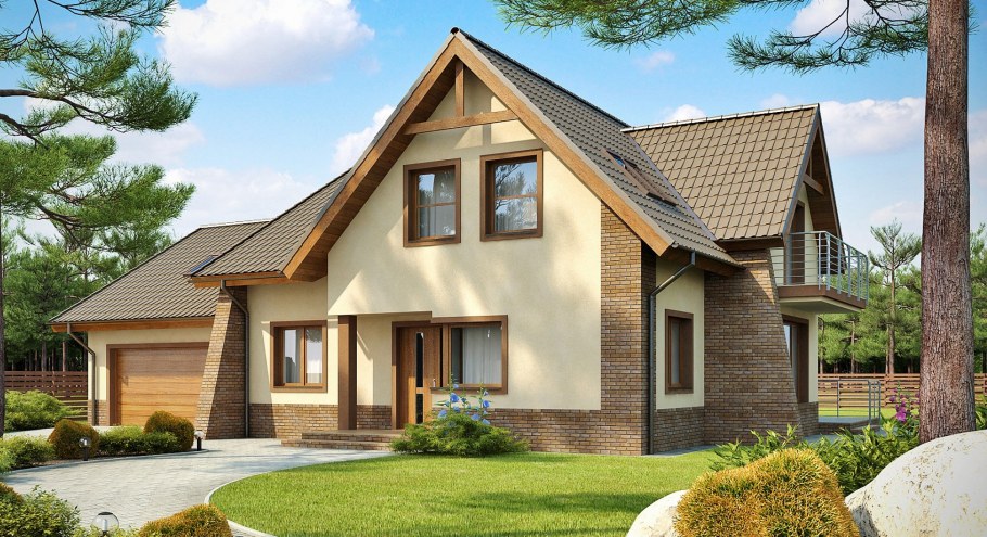 Загородный дом с мансардой