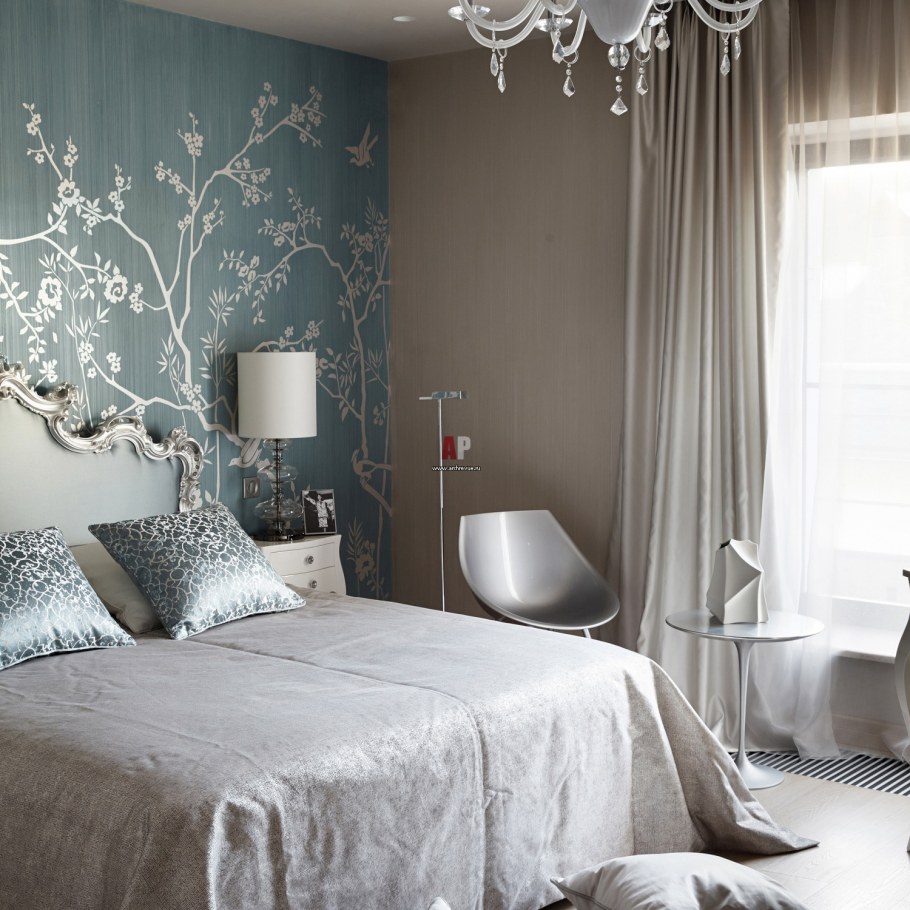 Спальня в серебристых тонах