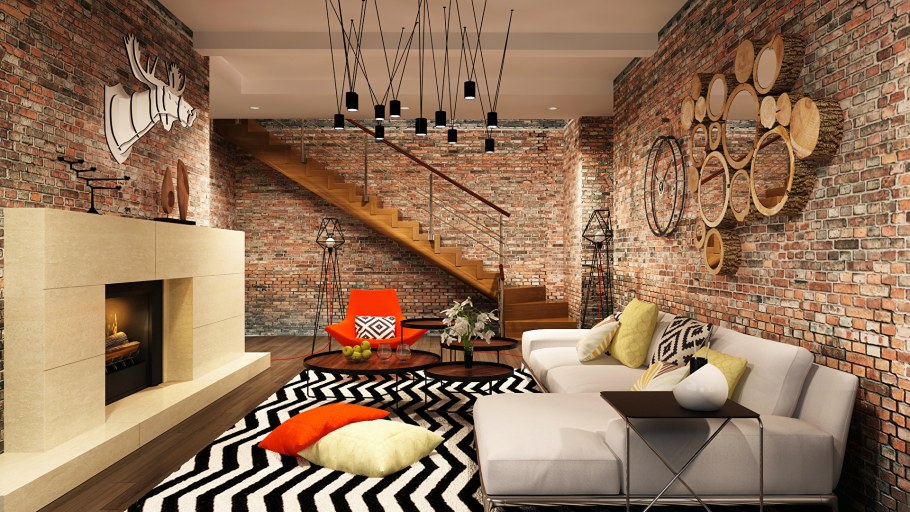 Loft Interior Design кирпич