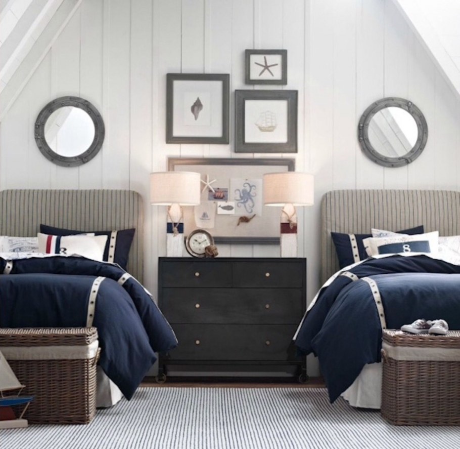 Морской стиль в интерьере спальни