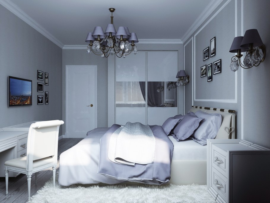 Спальня в стиле Неоклассика в серых тонах