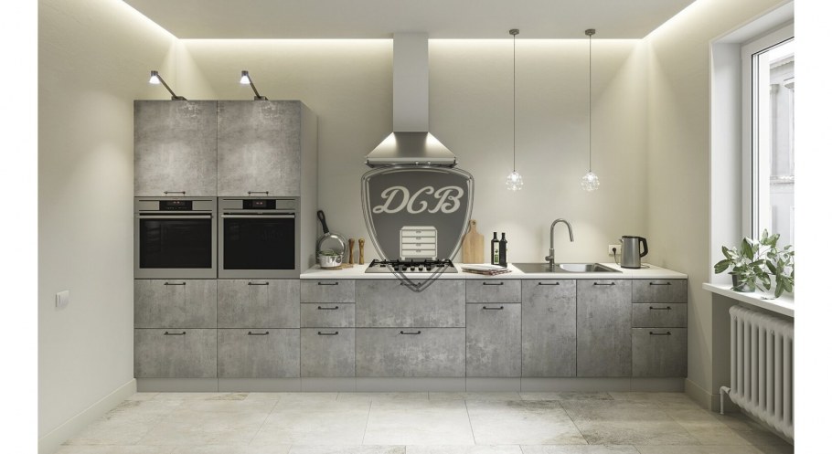 Кухня лофт с пеналом