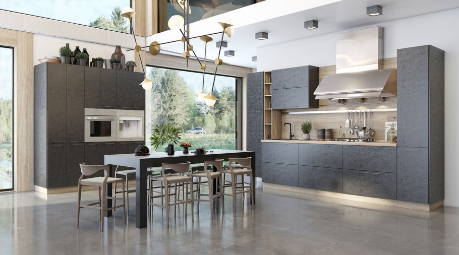 Кухня лофт св мебель серый бетон