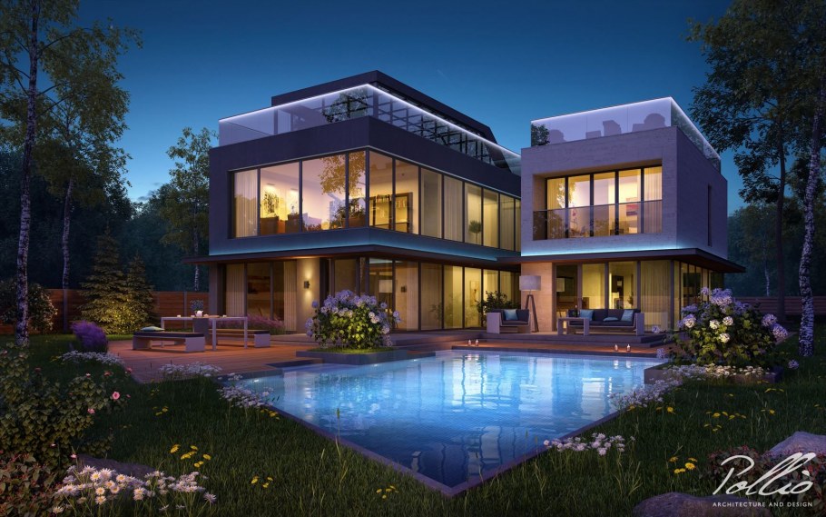 Двухэтажный особняк с бассейном