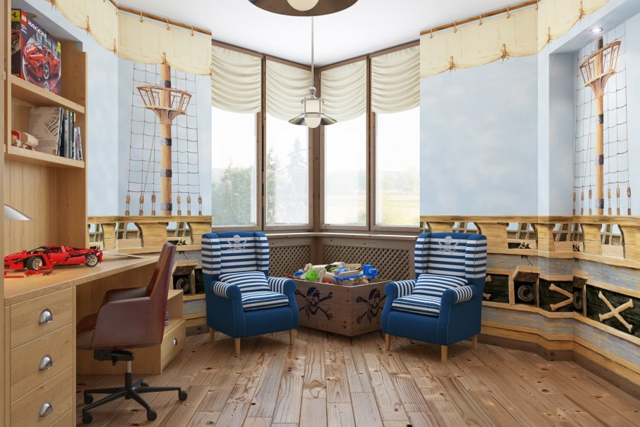 Детская спальня с эркером