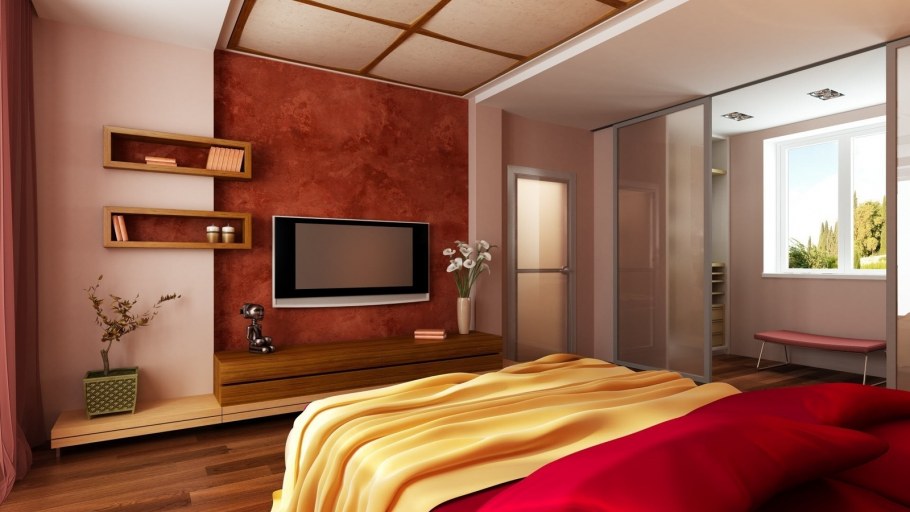 Уютная спальня в теплых тонах