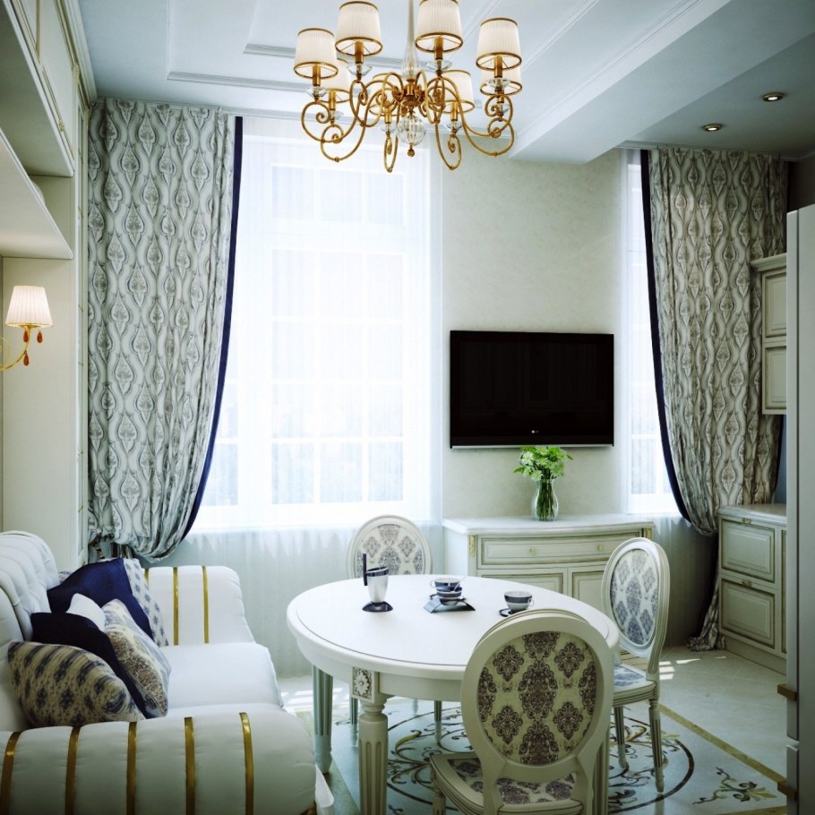 Телевизор между окнами