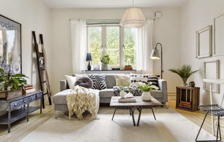 Уютная гостиная в скандинавском стиле