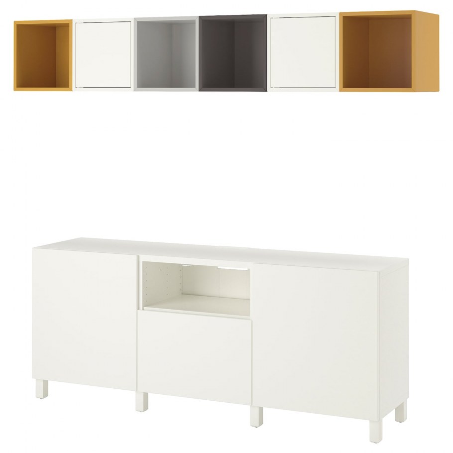 БЕСТО тумба под ТВ, Ханвикен белый, 180x40x38 см