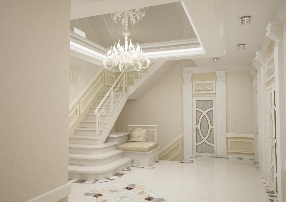Потолок для зала с лестницей