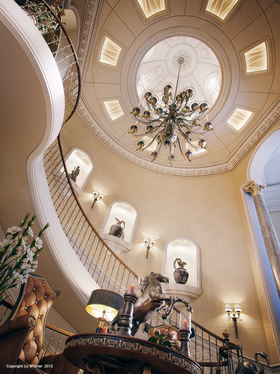 Натяжные потолки в холле