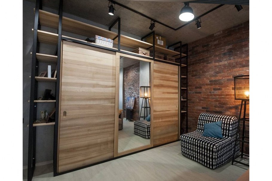 Гардеробные в стиле лофт
