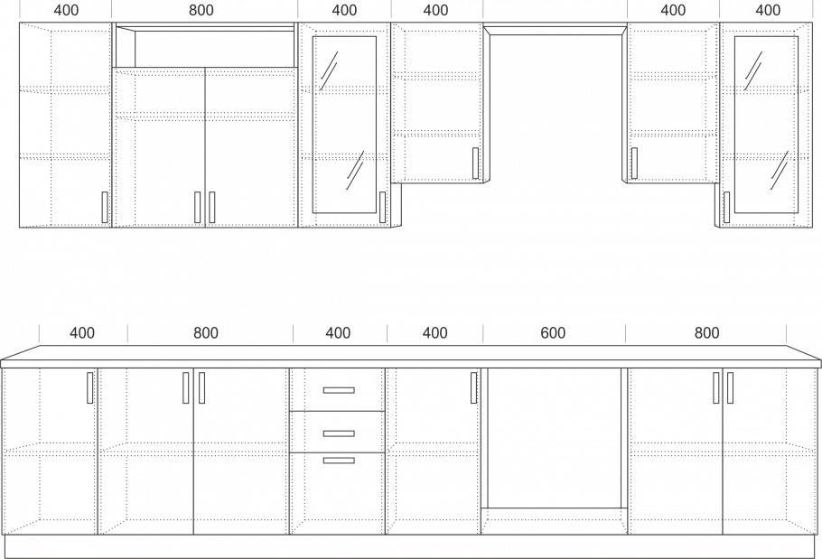 Смоделировать кухню по размерам