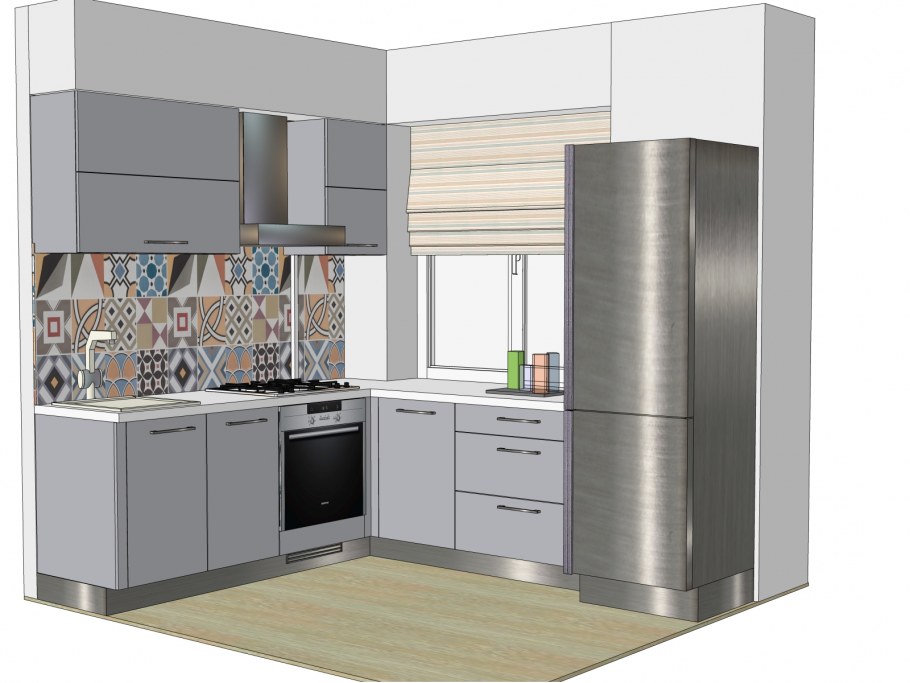 Проект кухни с угловым коробом