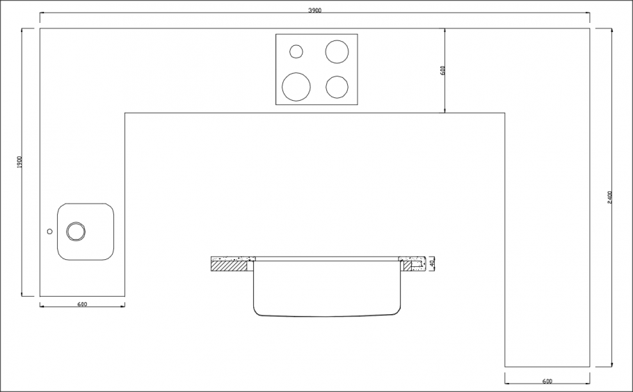 Чертеж столешницы