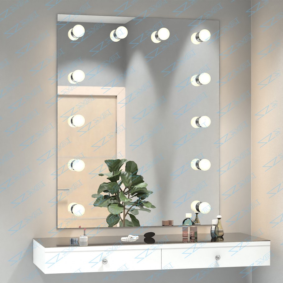 Зеркало с голливудскими лампочками